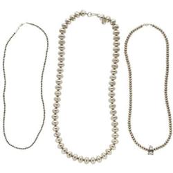 Lot of Silver Bead Necklaces