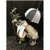 Image 1 : Vintage Golf Bag, Umbrella & Spalding/Northwestern Golf Clubs