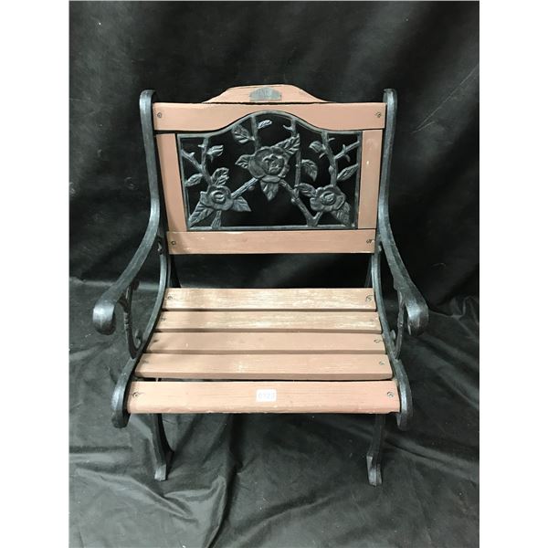 Wrought Iron & Wood Floral Chair