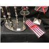 Image 3 : Silver Candelabra, Candle Holder w Shade & Red Candles