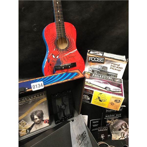 Spiderman Guitar, Chris Angel Platinum Magician Kit, Buick Electric 225 Model Car & Ford FD-100 Mode
