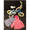 Image 6 : Annabelle Blue Tricycle , Children's Purple & White Striped Dress, & Red Hoodie