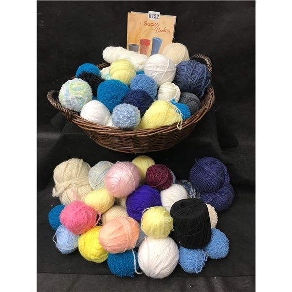 Assorted Yarn, Large Basket & Socks by Beehive Books