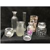 Image 2 : Assorted Glass Vases, Black Decorative Stones, Baskets & Candle Holder
