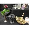 Image 3 : Assorted Glass Vases, Black Decorative Stones, Baskets & Candle Holder