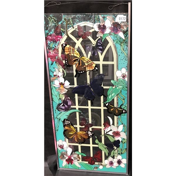 Butterfly Painted Glass Wall Hanging