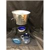 Image 1 : Blue Glass Mexican Pitcher, Metal Beer Bucket & 2 Serving Dishes