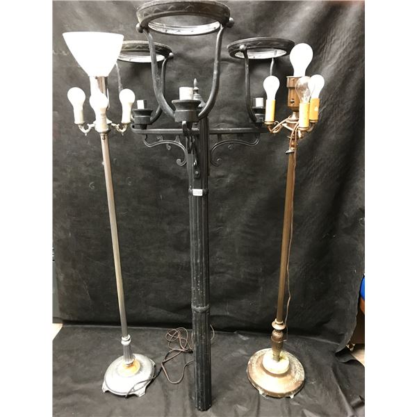 2 Vintage Floor Lamps & 1 Outdoor Lamp Post