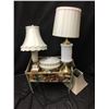 Image 1 : 2 Table Lamps, Ceiling Light & Wood Doll Bed