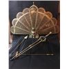 Image 1 : Brass Griffin Fireplace Screen & Fireplace Irons