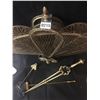 Image 2 : Brass Griffin Fireplace Screen & Fireplace Irons