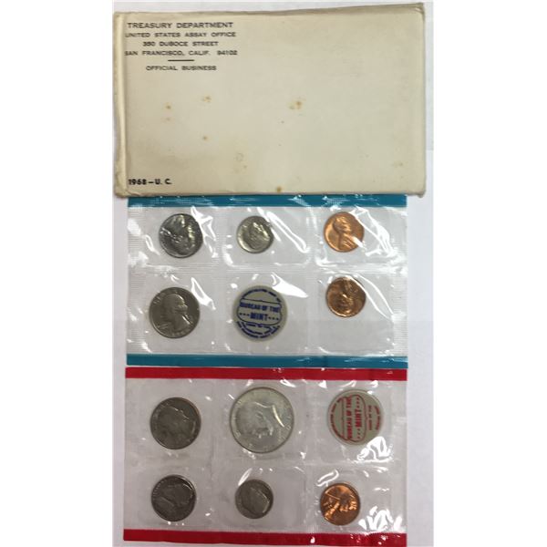 1968 US Mint Set In Original Envelope, 40% Silver Kennedy