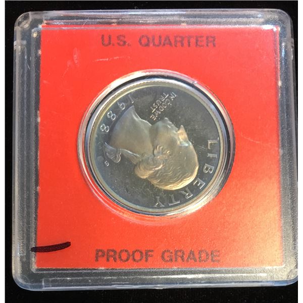 1988-S 25C Washington Quarter GEM Proof Amazing Toning