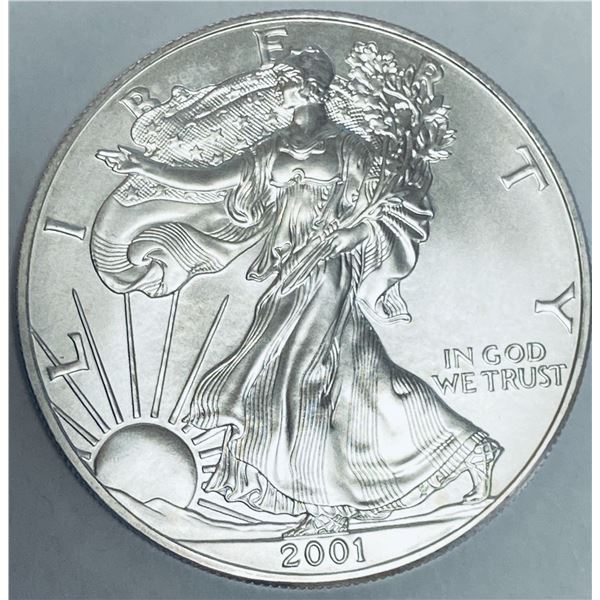 2001 $1 American Silver Eagle 1oz Fine Silver BU