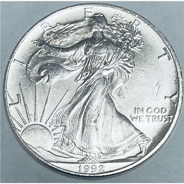 1992 $1 American Silver Eagle 1oz Fine Silver