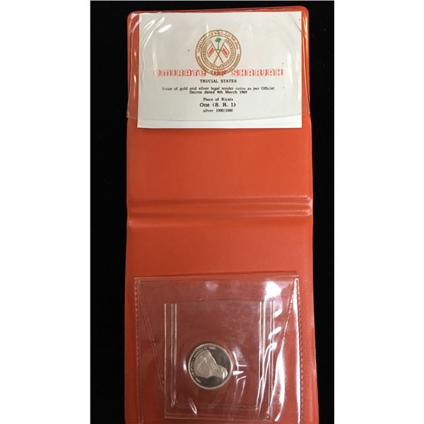 1970 Emirate of Sharjan Piece of Riyals "Mona Lisa" Proof .999 Silver