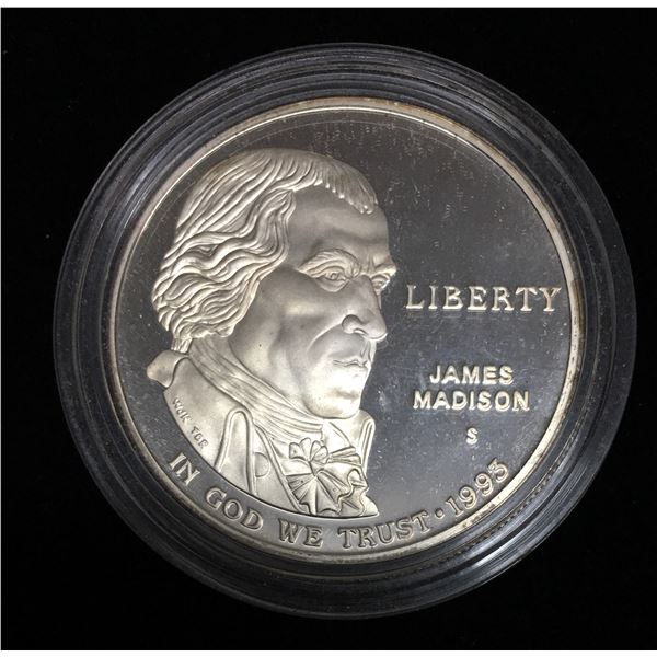 1993-S $1 Bill of Rights J. Madison Modern Commemorative Silver Dollar Proof