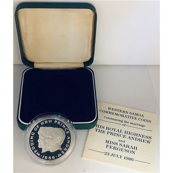 1986 Western Samoa 10 Tala $10 Commemorative Coin Wedding of HRH Prince Andrew