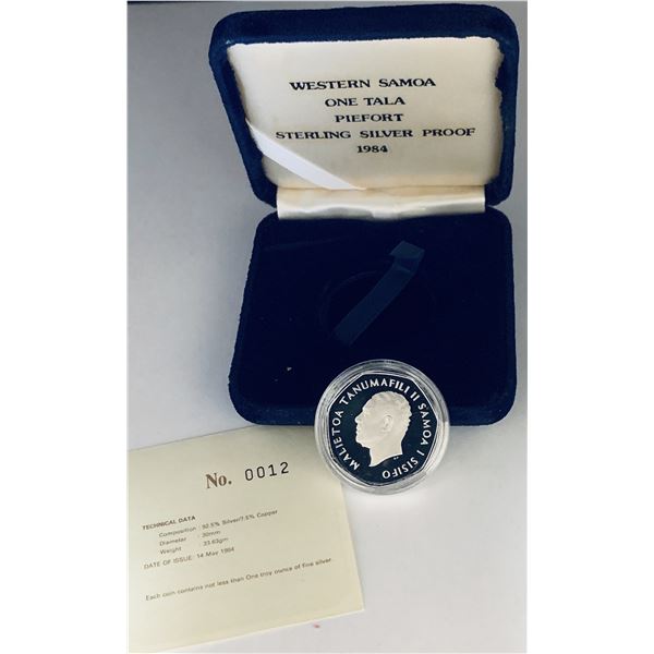 1984 Western Samoa $1 Piedfort Sterling Silver Proof Coin 1 Tala