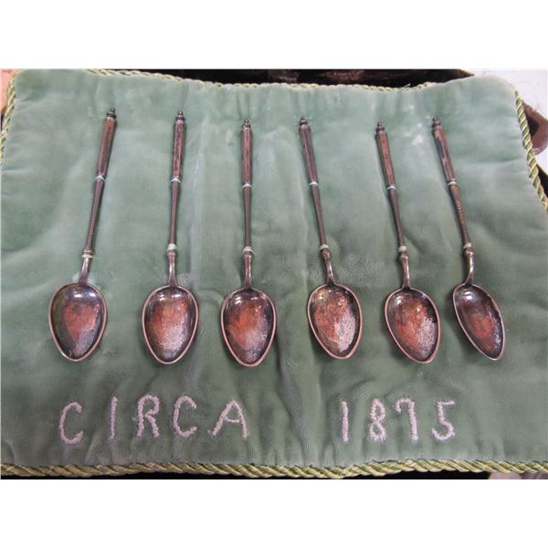 DENMARK SET 6 SILVER ANTIQUE DEMITASSE SPOONS 4 5/8” XLNT COND