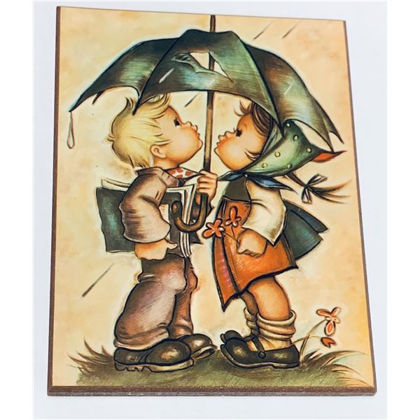 1973 Hummel Style Laminate Print on Wood Donald Art Co, NY #7533