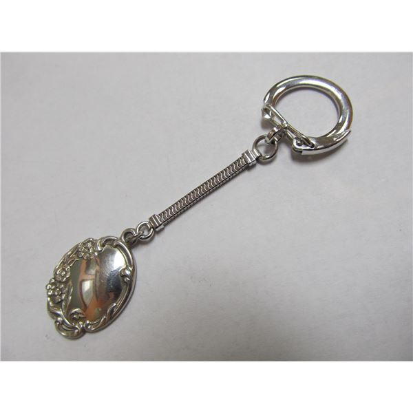 LUNT FLOWER STERLING SILVER PENDANT & MODERN STERLING KEY CHAIN 3 3/8" L XLNT COND