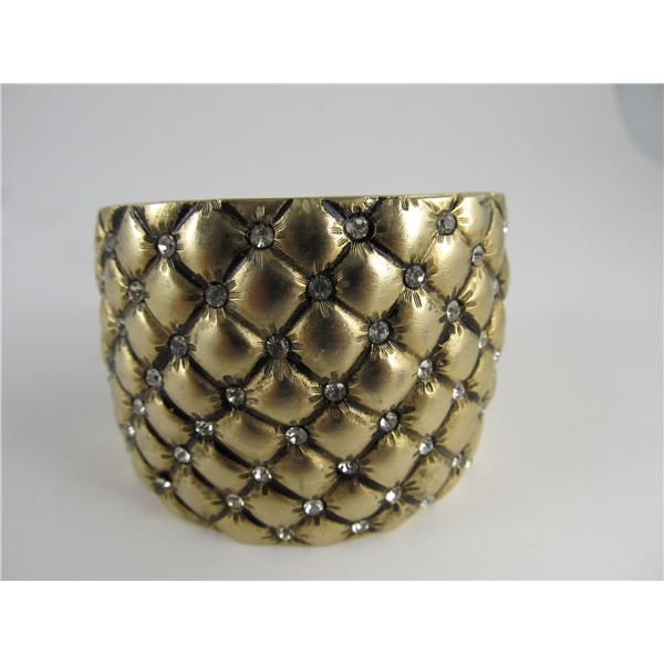HEIDI DAUS VINTAGE WIDE OPEN CUFF BRACELET INSET CRYSTALS BRACELET 1 7/8" W V GOOD COND