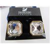 Image 1 : SWAROVSKI FINE FACETED CRYSTAL IN GOLD TONE CLIP EARRINGS 1" W/L XLNT COND