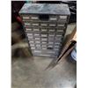Image 2 : HARDWARE ORGANIZER WITH CONTENTS, PAIL OF NAILS AND CAST IRON COOKING GRID