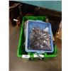 Image 1 : TOTE OF CUTTING BOARD, CUTLERY AND PANS