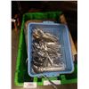 Image 2 : TOTE OF CUTTING BOARD, CUTLERY AND PANS
