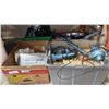 Image 1 : 2 TOTES AND 2 BOXES OF ANTENNAS, AUTO PARTS, BLACK AND DECKER TOOLS AND MORE