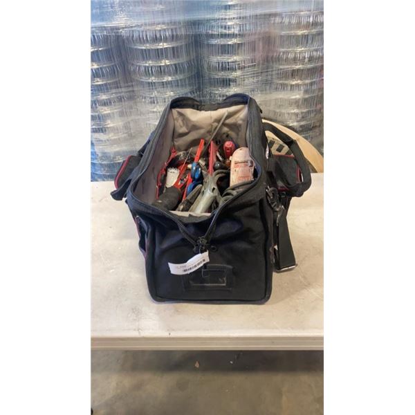 HUSKY TOOL BAG WITH CONTENTS - HAND TOOLS, HILTI DRILL ONE FUNCTION DOES NOT WORK