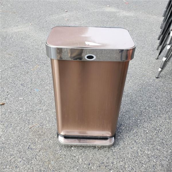 Designer soft close metal garbage can