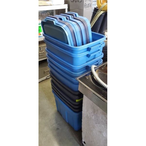 Stack of storage totes and lids