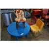 Image 1 : BLUE KIDS TABLE WITH 4 CHAIRS - 2 YELLOW, 1 RED AND 1 BENTWOOD