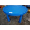 Image 2 : BLUE KIDS TABLE WITH 4 CHAIRS - 2 YELLOW, 1 RED AND 1 BENTWOOD