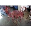 Image 1 : RED METAL BISTRO TABLE WITH 2 CHAIRS