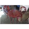 Image 2 : RED METAL BISTRO TABLE WITH 2 CHAIRS