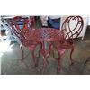 Image 3 : RED METAL BISTRO TABLE WITH 2 CHAIRS