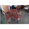 Image 1 : RED METAL BISTRO TABLE WITH 4 CHAIRS