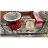 Image 2 : VINTAGE CERAMICS, ALBERTA JUG, CROCK POT, PICNIC BASKET, CAN O MATIC CAN OPENER KNIFE SHARPENER AND 