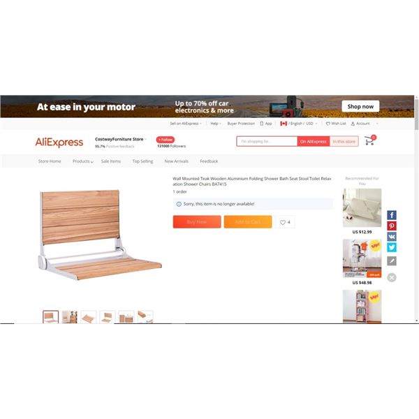 Wall Mounted Teak Wooden Aluminium Folding Shower Bath Seat Stool Toilet Relaxation Shower Chairs