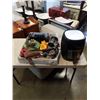 Image 1 : TRAY OF GARFIELD PHONE, OIL LAMP, HIMMINGBIRD FEEDER, GOURMIA AIR FRYER AND TOILET SEAT