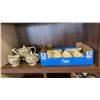 Image 1 : BURLSEM TEAPOT, CREAM AND SUGAR AND OTHER BOAT DISHES