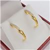 Image 2 : NEW STERLING SILVER GOLD TONE DIAMOND EARRINGS W/ APPRAISAL $915