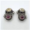 Image 1 : NEW STERLING SILVER GENUINE GARNET AND CITRINE EARRINGS W/ APPRAISAL $910