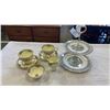 Image 1 : PARAGON MINUET CHINA CREAM AND SUGAR AND 2 CUPS AND SAUCERS AND ROYAL ALBERT SILVER BIRCH 2 TIER DES