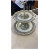 Image 2 : PARAGON MINUET CHINA CREAM AND SUGAR AND 2 CUPS AND SAUCERS AND ROYAL ALBERT SILVER BIRCH 2 TIER DES