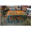 Image 1 : WOOD AND GREEN DINING TABLE WITH 6 CHAIRS